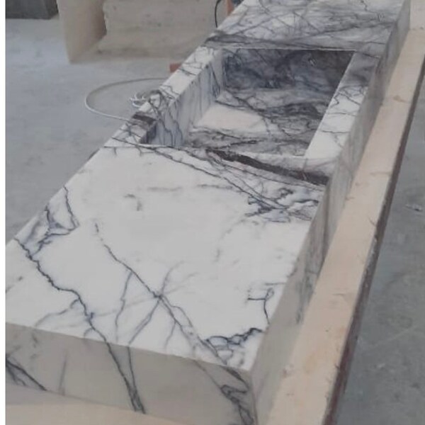 Lilac Marble Countertop Sink, Custom Order Marble Washbasin, Wall Mount Sink, Powder Room Sink, Rectangle Sink