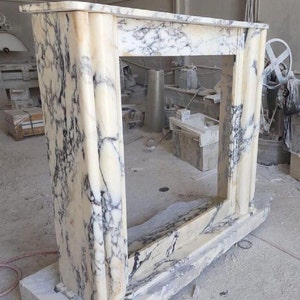 Calacatta Viola Marble Fireplace Mantel, Hand Carved Marble Fireplace Surround, Custom Order Marble Fireplace Mantel