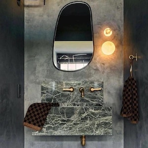 Green Marble Sink – Stone Bathroom Basin – Modern Rectangular Vanity – Custom Handmade Countertop Lavabo — Fully Customizable