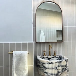 Calacatta Viola Marble Custom Order Sink, oval sink, Hand Carved Sink, Powder Room Sink, Wall Mounted Sink