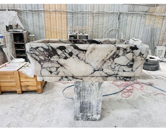 Calacatta Viola Marble Bathtub, Hand Carved Tub, Custom Order Tub