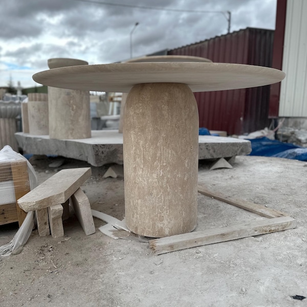Made to order, Fully Customizable Travertine Marble Dining Table