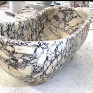 Calacatta Viola Marble Bathtub, Marble Tub, Custom Order Marble Tub, Hand Carved Marble Tub