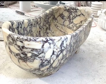 Calacatta Viola Marble Bathtub, Marble Tub, Custom Order Marble Tub, Hand Carved Marble Tub