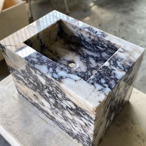 Calacatta Viola Marble Sink, Powder Room Sink, Wall Mount Sink, Hand Carved Sink, Marble Washbasin, Marble Custom Basin