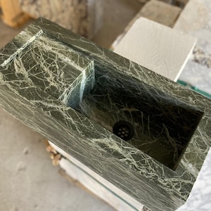 Verde Green Marble Sink, Green Marble Sink, Farmhouse Sink, Handmade Marble Sink, Wall mount Marble Sink, Rectangle Marble Washbasin, Custom