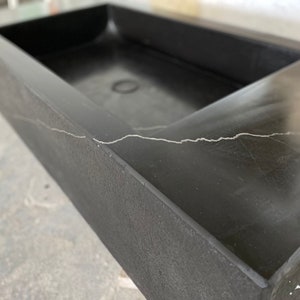 Hand Carved Leather Look Black Marble Sink: Nero Marquina Washbasin