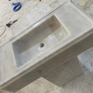 White Marble Sink, Wall Mount Sink, Powder Room Sink, Custom Vanity Top Marble Sink, Marble Washbasin, Hand Carved Sink,