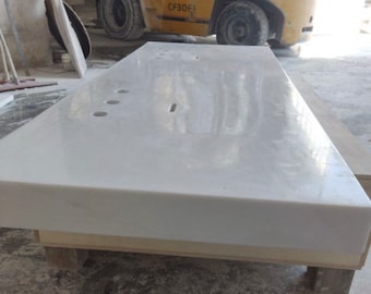 Dolomitte Stone Countertop Sink With Concealed  Drain, White Dolomitte Stone Sink, Custom Order Sink, Hand Carved Sink, Marble Sink