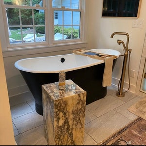 Marble Side Table, Calacatta Viola Marble Coffee Table, Solid Natural Stone Table, Handmade Table, End Table
