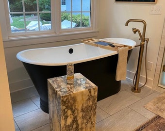 Calacatta Viola Marble Side Table: Handmade Natural Stone Coffee Table