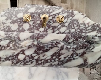 Calacatta Viola Marble Sink, Powder Room Sink, Custom Order Marble Sink, Hand Carved Sink