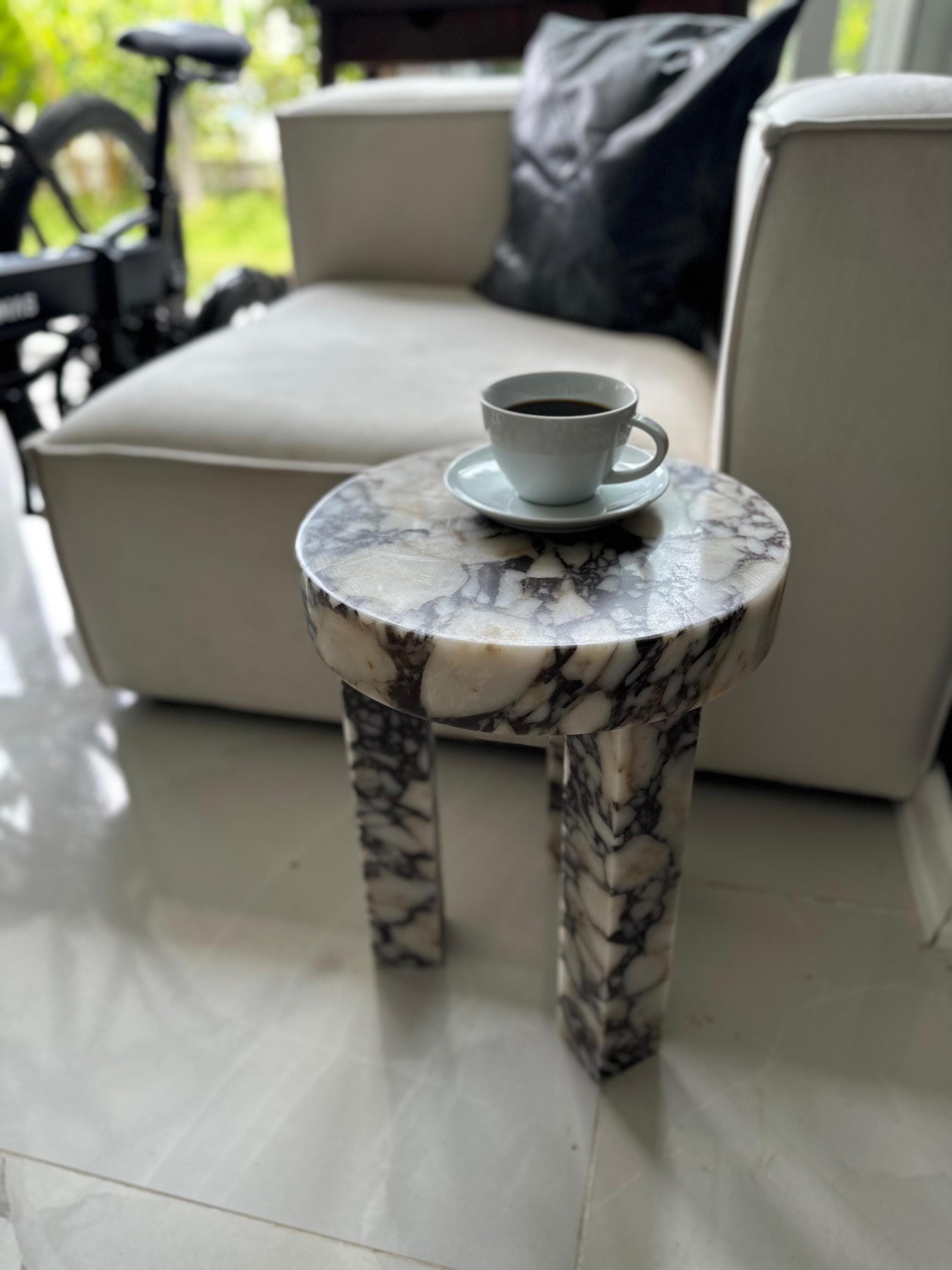 Calacatta Viola Marble Side Table: Custom Order Stool (15x15x18