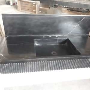 Nero Marquina Sink, Black Marble Washbasin, Black Marble Vessel Sink, Custom Order Sink, Powder Room Sink, Wall Mounted Sink, Vessel Sink