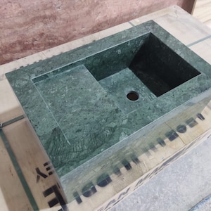Verde Green Marble Sink, Marble Washbasin, Green Marble Sink, Wall Mount Sink, Custom Order sink, Hand Made Sink, Powder Room Sink, Naturel