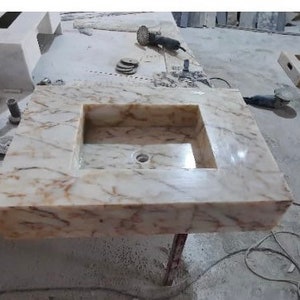 Calacatta Gold Marble Sink, Custom Order Sink, Marble Basin, Wall Mount ...