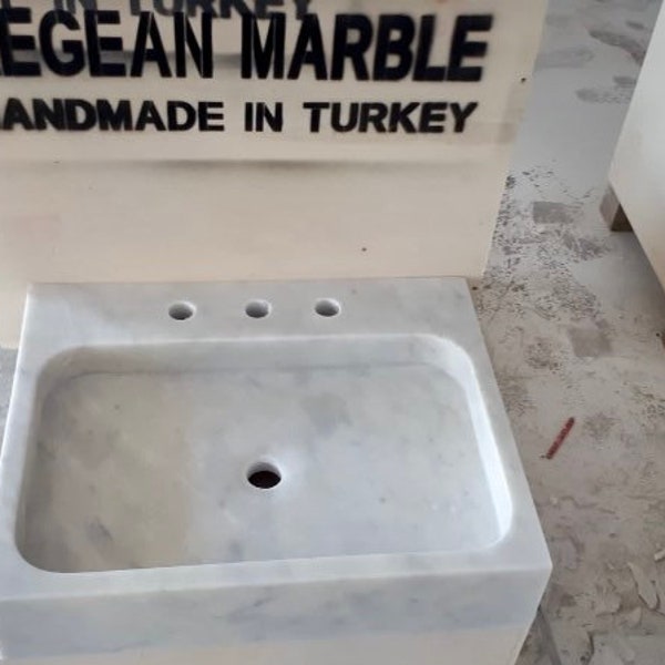 Rectangle Marble Sink, White Marble Sink, Vessel Sink, Marble Vanity Top, Custom Order Sink, Marble Washbasin