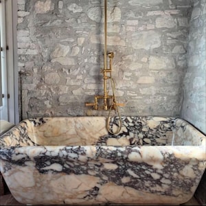 Calacatta Viola Marble Bathtub, Hand Carved Tub, Custom Order Tub