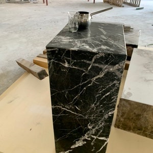 Nero Marquina Marble Side Table, Black Marble Side Table, Black Marble Coffee Table, Black Marble End Table , Custom Order Table