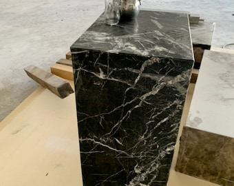 Nero Marquina Black Marble Side Table: Custom Order