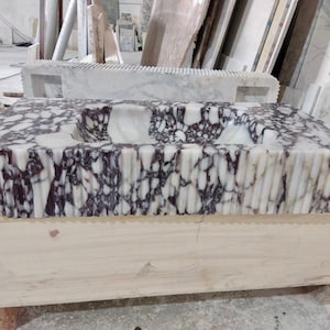 Calacatta Viola Marble Sink With Ribbed Front, Viola Marble Wall Mounted Sink , Marble Vessel Sink, Marble Washbasin, Custom Order Sink