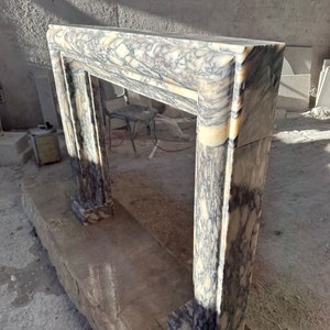 Calacatta Viola Marble Fireplace Mantel, Hand Carved Marble Fireplace Surround, Custom Order Marble Fireplace Mantel