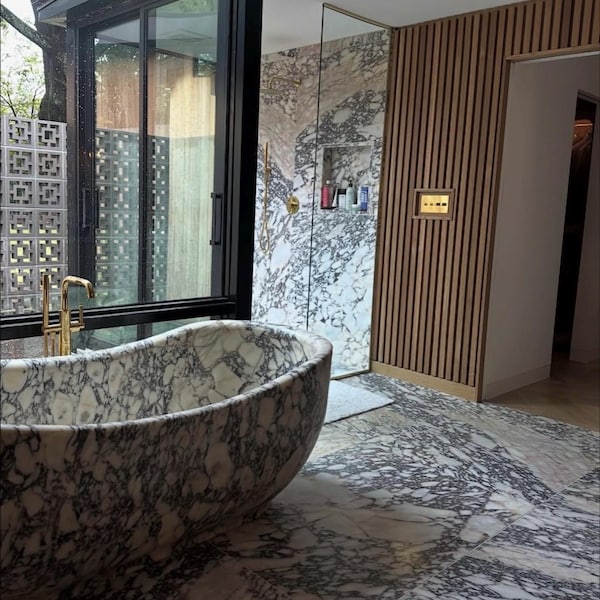 Hand Carved Calacatta Viola Marble Bathtub - Custom Order