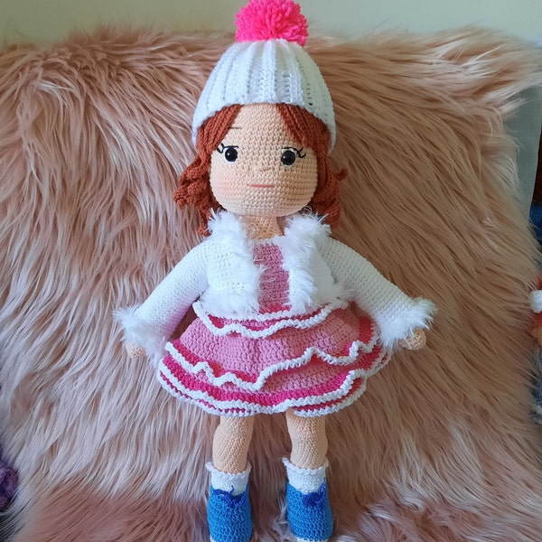 Gehäkelte Puppe Elli, Amigurumi-Puppe, Kuschelpuppe, Handgemacht