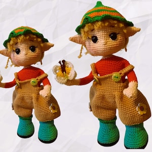 Bambola elfo-fata Jaro, schema all'uncinetto PDF tedesco, Amigurumi, bambola elfo, bambola coccolosa