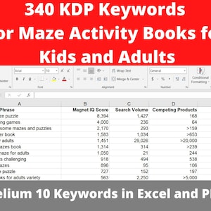 340 KDP Keywords for Maze Activity Books for Kids and Adults