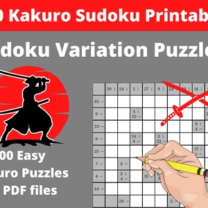 difficult kakuro sudoku puzzles 300 printable pdf japanese etsy india