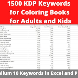 1500 KDP Keywords for Coloring Books for Adults and Kids