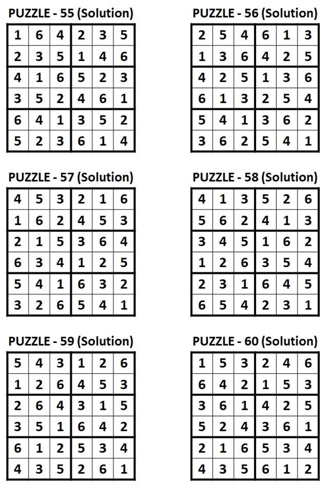 Printable PDF Easy Sudoku For Kids 6x6 400 Children Puzzles With 