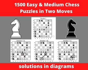 1500 schaakpuzzels in twee zetten afdrukbare PDF - met antwoorden - Instant Download Schaakcadeau, schaakboek, schaakspel, schaakproblemen