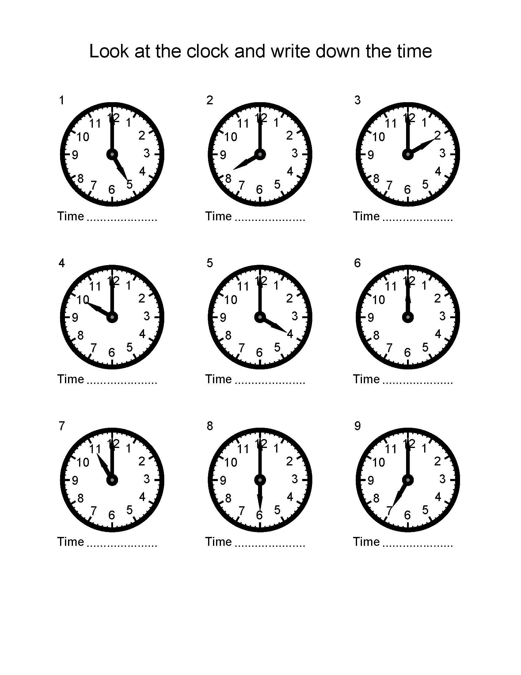 Telling the Time Worksheets, What Time is It? Clock Worksheet to Draw ...