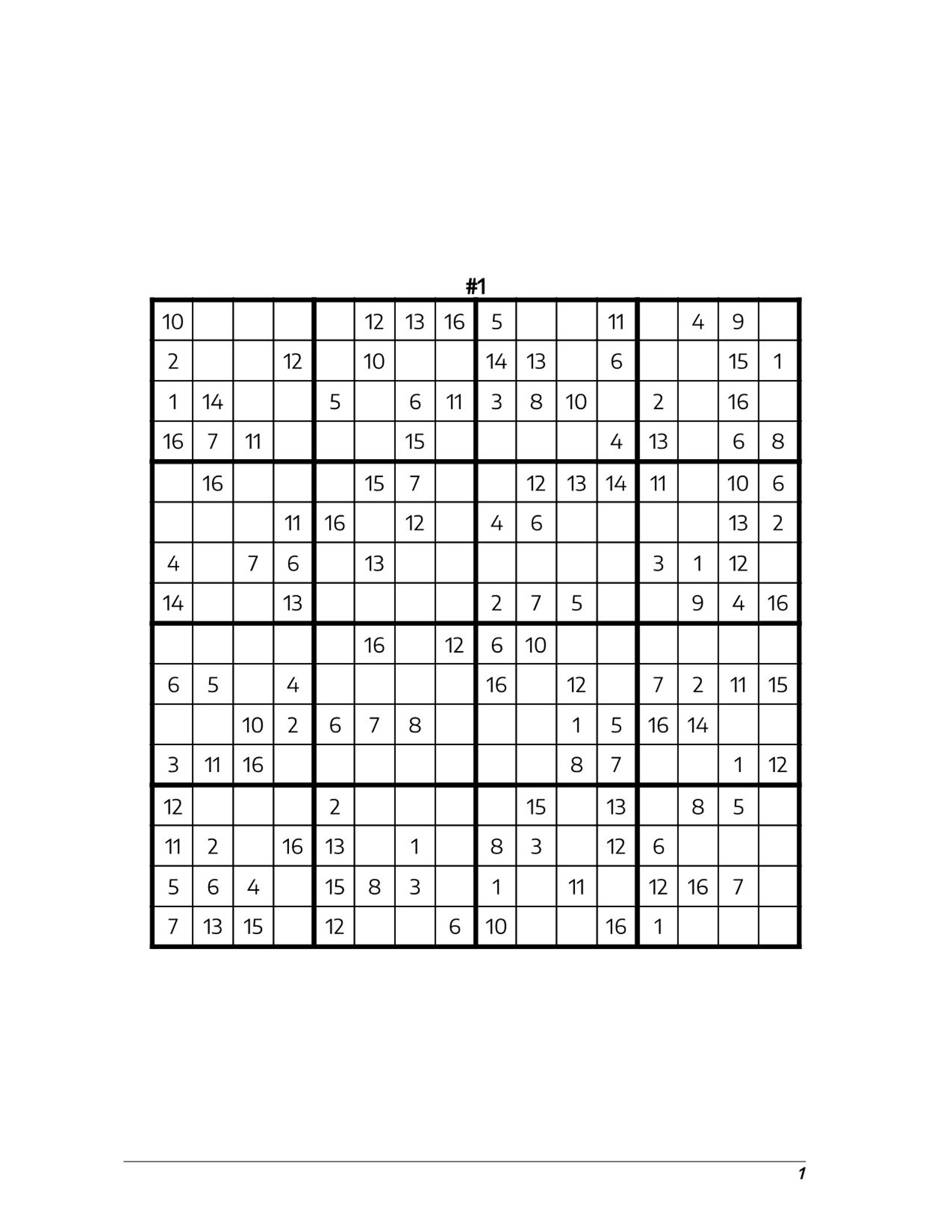 Easy 16x16 Sudoku Puzzles Printable PDF - 200 Sudoku Variation Puzzles ...