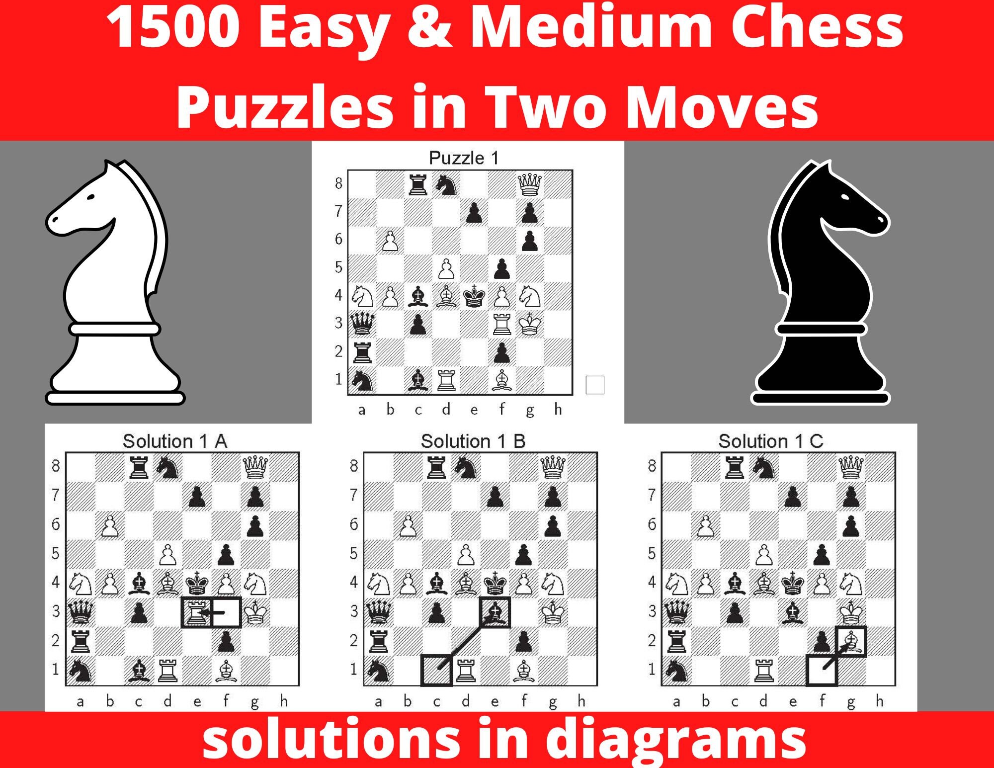 1500 Chess Puzzles in Two Moves Printable PDF With (Instant Download) 