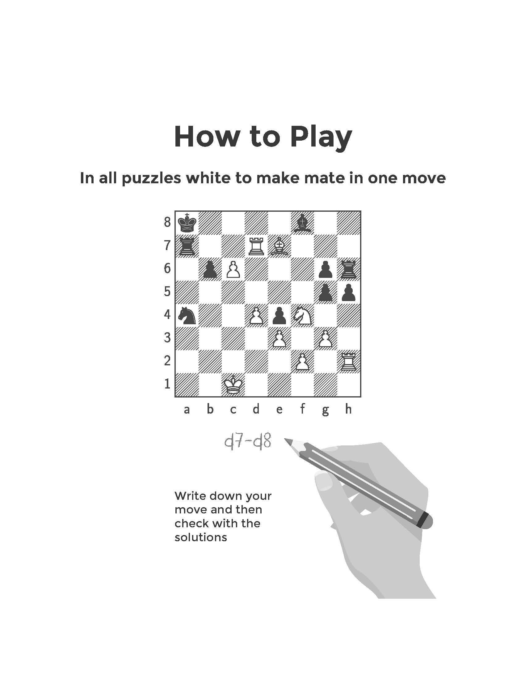 600 Chess Puzzles, Mate In 1: Unique Mate In One Chess Puzzles With  Solutions