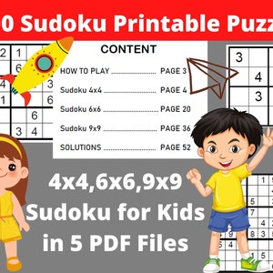 SUDOKU for Kids Ages 5-12 : Sudoku Puzzles for Childen 5 to 12- 4x4 Sudoku  for Kids - Easy Sudoku Puzzles For Kids - - 9x9 Sudoku for Kids - beginner