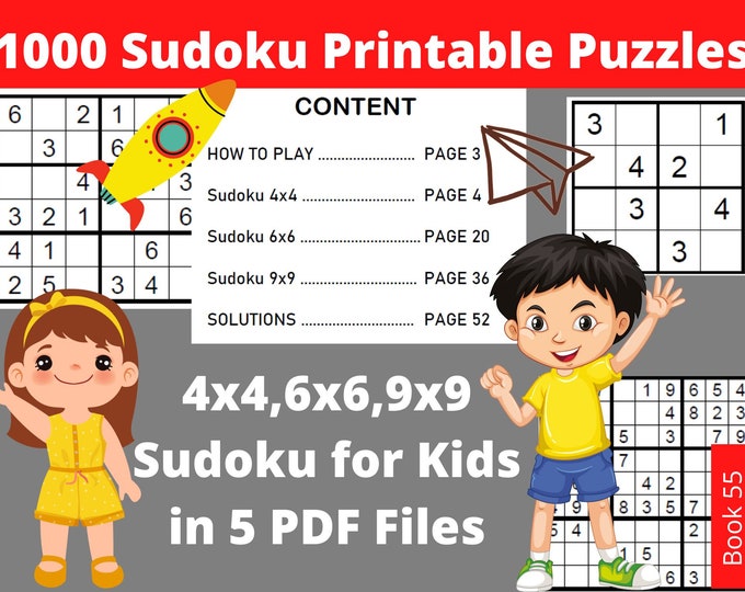 Printable PDF Easy Sudoku for Kids 4x4 - 400 Children Puzzles With ...