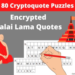 80 Dalai Lama Encrypted Quotes Printable PDF - Adult Activiy Book With Cryptogram Puzzles- Instant Download