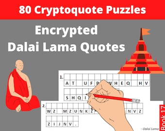 80 Dalai Lama Encrypted Quotes Printable PDF - Adult Activiy Book With Cryptogram Puzzles- Instant Download