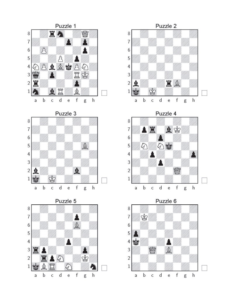 1500 Chess Puzzles in Two Moves Printable PDF With Answers Instant
