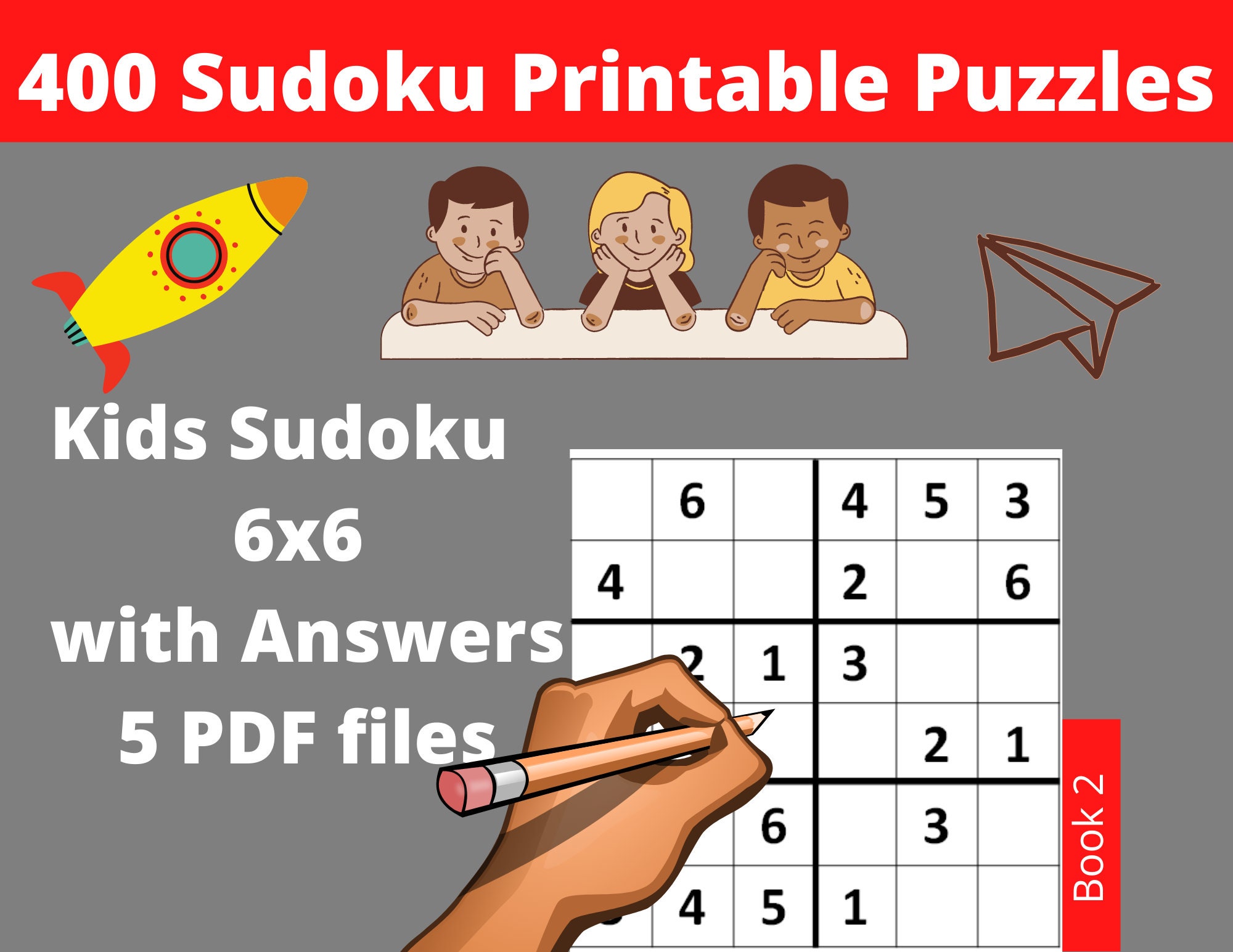 Printable PDF Easy Sudoku for Kids 4x4 400 Children Puzzles 