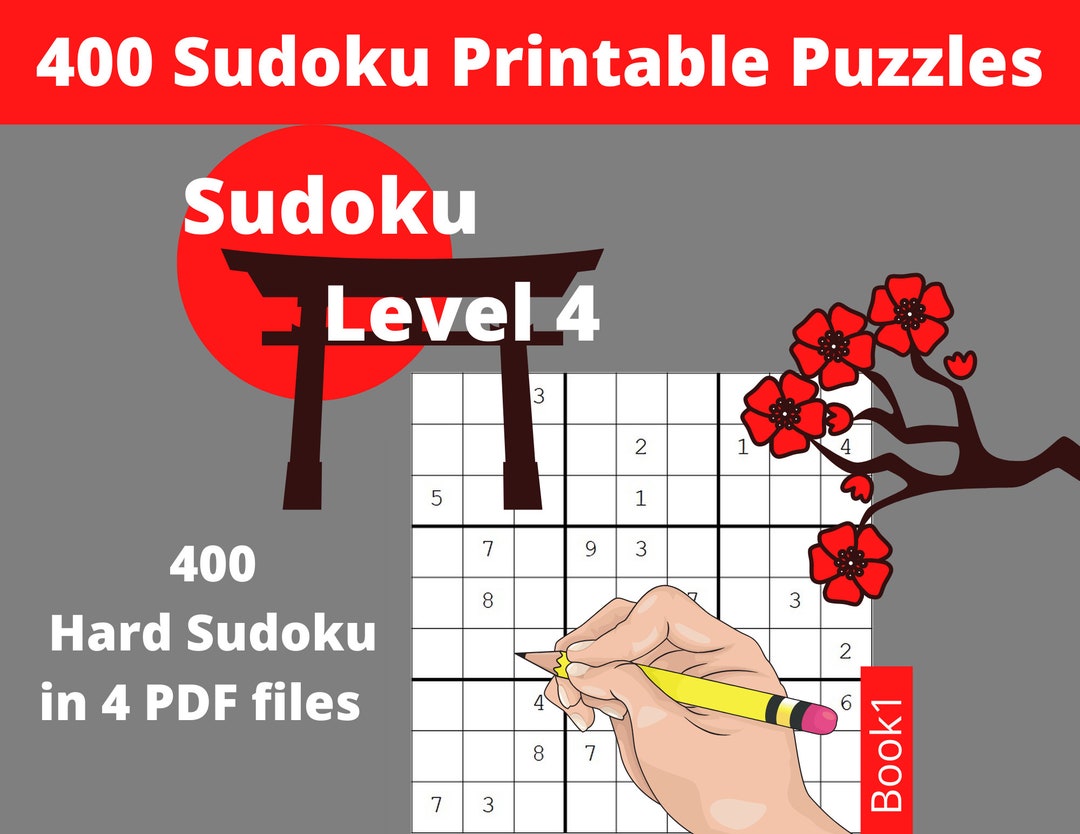 Printable PDF Sudoku Level 4 400 Hard Sudoku Puzzles for Etsy