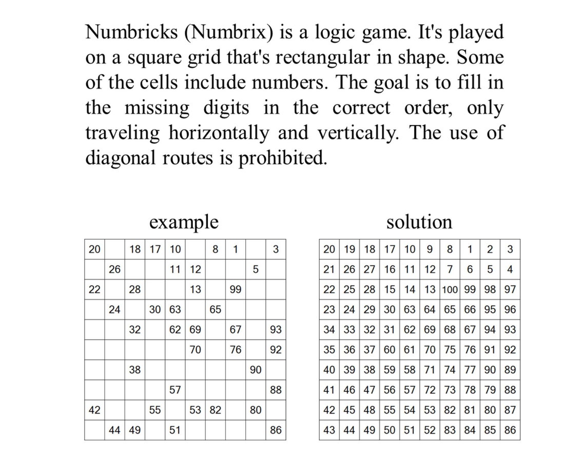 Easy, Medium and Hard Numbrix Puzzles Printable PDF 300 Numbricks
