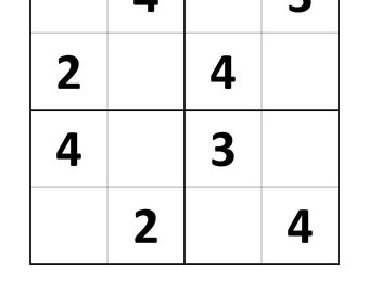 Printable PDF Easy Sudoku for Kids 4x4 400 Children Puzzles 