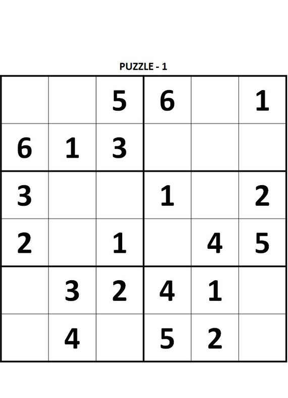 pad Overfrakke fornuft Printable PDF Easy Sudoku for Kids 6x6 400 Children Puzzles - Etsy