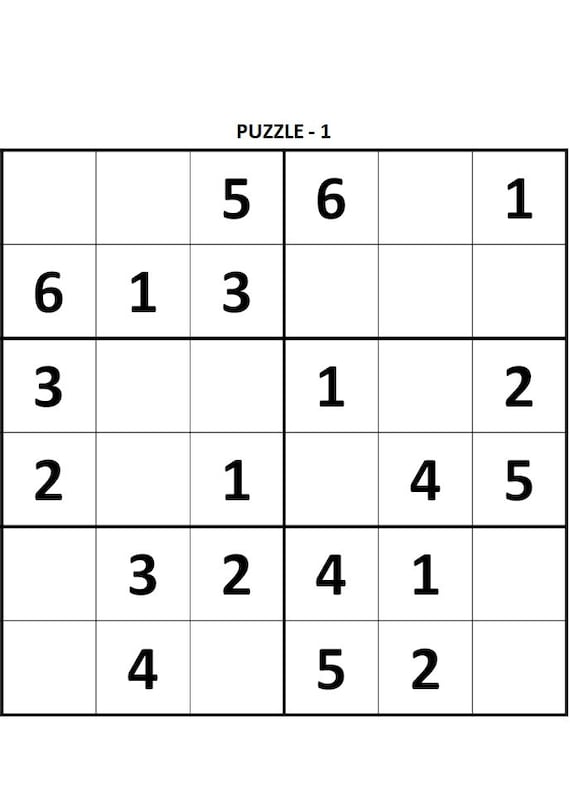 Crianças Sudoku 6x6 - Fácil 