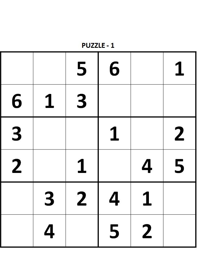 Sudoku 6x6 Printable With Answers